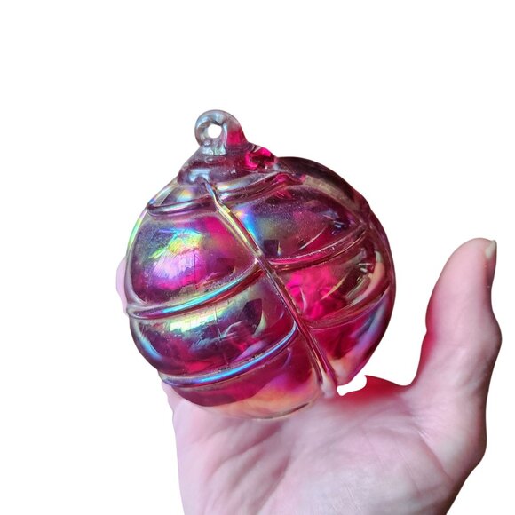 Vintage Iridescent Blown Glass UV Reactive Ornament 3" Glass Eye Studio or Boise - Picture 2 of 4